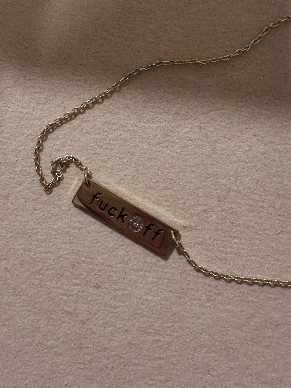 Francesca's Collections Gold Tone Bar Necklace with Clear Crystal
